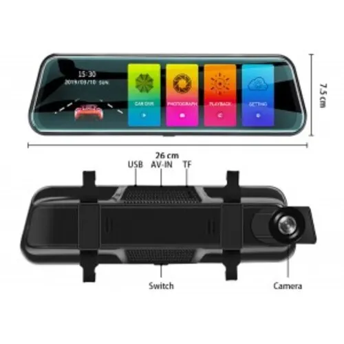 TVS-D208 Dual Lens Mirror Car DVR